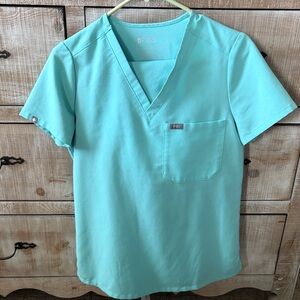 Figs Teal V-Neck Scrub Top and Jogger Set